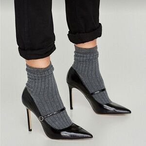 NEW (NIB): ZARA Black High Heel Slingback Sock Style & Ankle Strap. Size 5 US